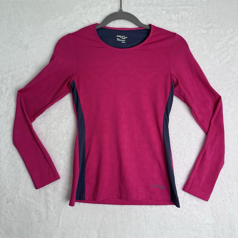 Saucony Top Womens M Running Fitness Shirt Long Sleeve Blue Pullover‎  Stretch